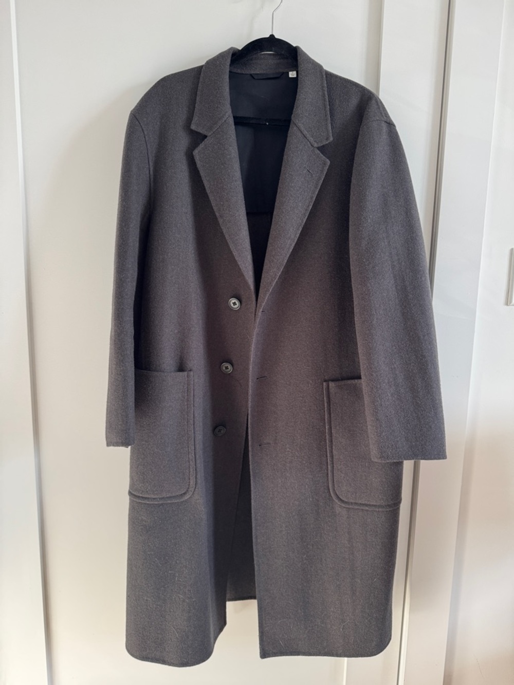 Uniqlo U Men's Charcoal Gray Double Faced Wool Coat